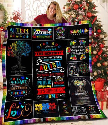 litzzy Autism Fleece Blanket HST19101002 Quilt Blanket   