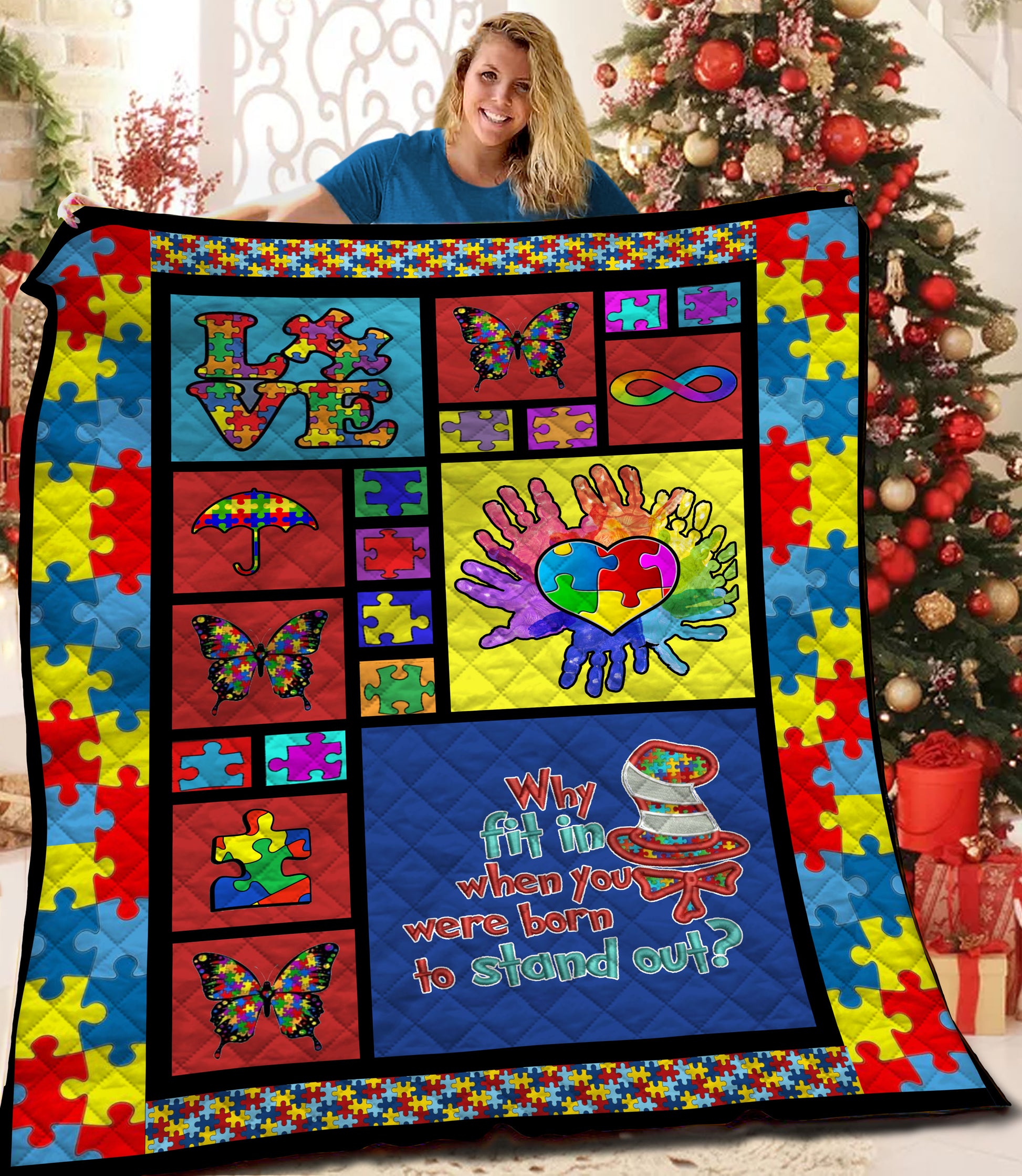 litzzy Autism HQT1610385 Fleece Blanket Quilt Blanket   