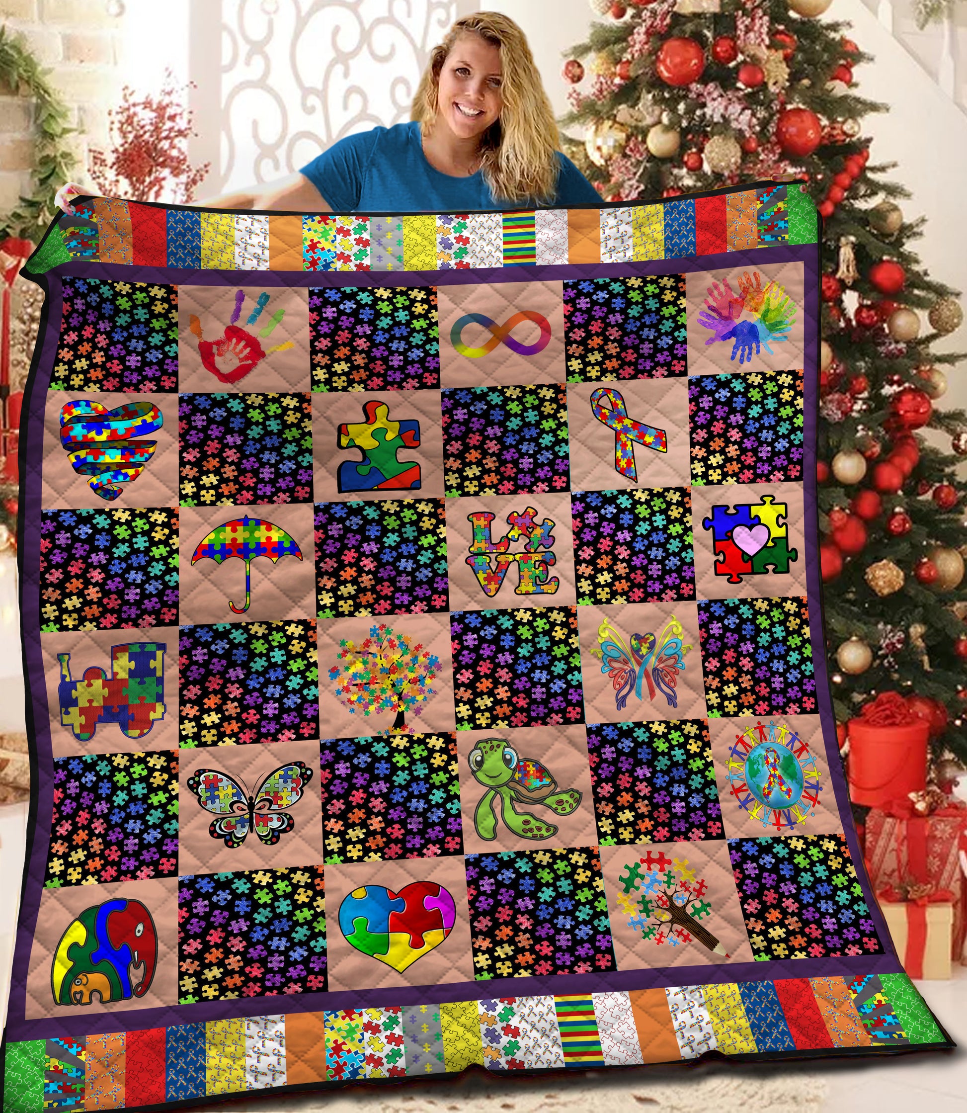 litzzy Autism HQT1610386 Fleece Blanket Quilt Blanket   