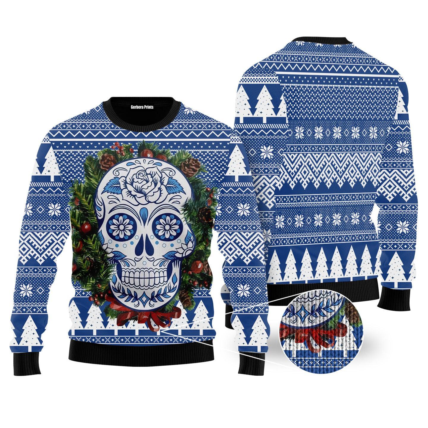 litzzy Awesome Sugar Skull Ugly Christmas Sweater | For Men & Women | Adult | US5283 - Ugly Sweater Gift For Lover sweater S Colorful 