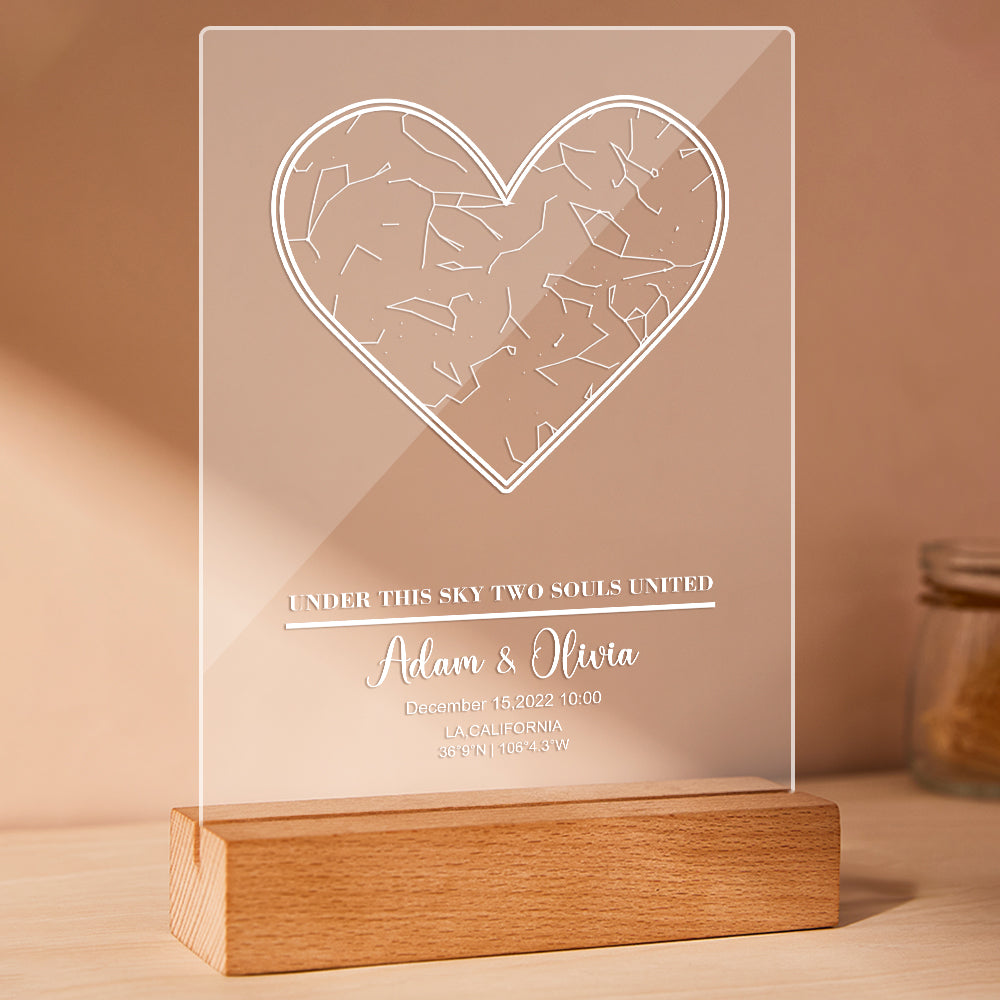 litzzy Personalized Star Constellation Map Acrylic Plaque with Light Acrylic Plaque 15cm*20.32CM Without Light 