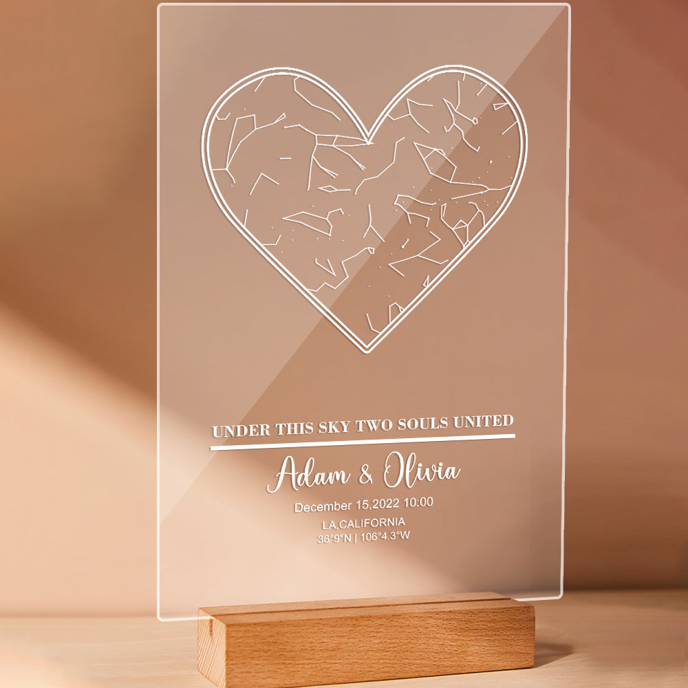 litzzy Personalized Star Constellation Map Acrylic Plaque with Light Acrylic Plaque 20.32*30.48CM Without Light 