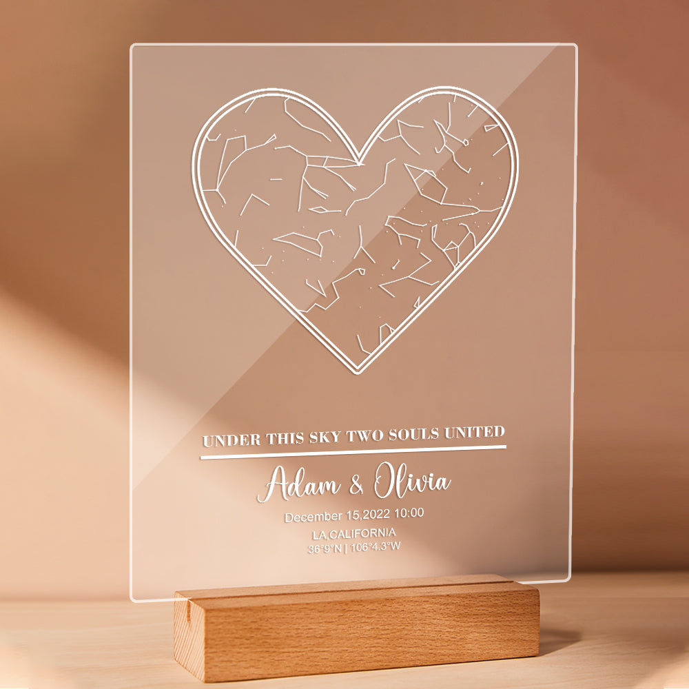 litzzy Personalized Star Constellation Map Acrylic Plaque with Light Acrylic Plaque 20.32*25.4CM Without Light 