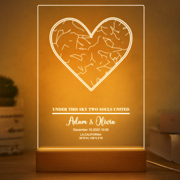 litzzy Personalized Star Constellation Map Acrylic Plaque with Light Acrylic Plaque 15cm*20.32CM With Light 