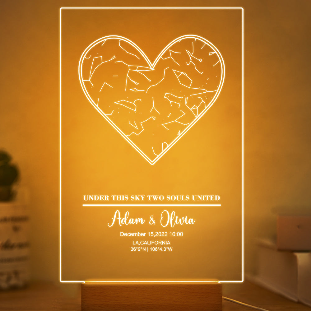 litzzy Personalized Star Constellation Map Acrylic Plaque with Light Acrylic Plaque 20.32*30.48CM With Light 
