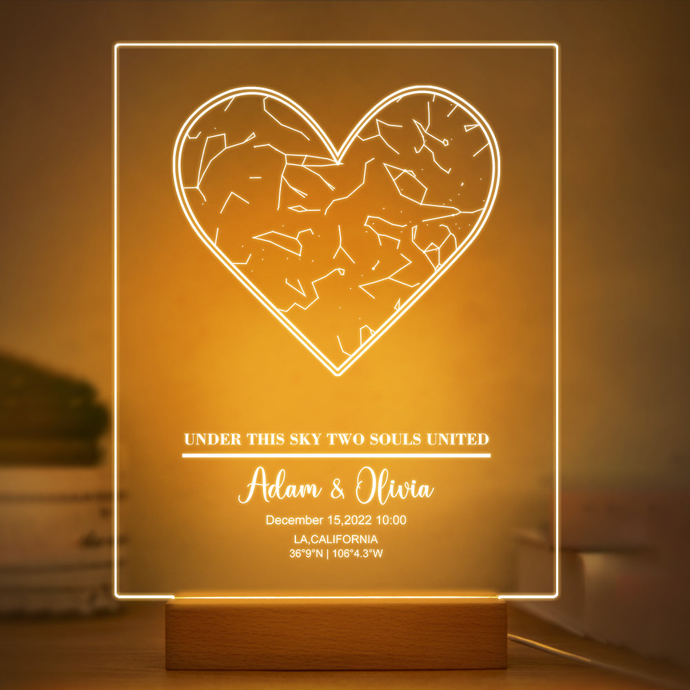 litzzy Personalized Star Constellation Map Acrylic Plaque with Light Acrylic Plaque 20.32*25.4CM With Light 