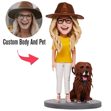 litzzy Fully Customized Woman And Pet Bobblehead from Photo bobblehead 15cm(about 6in) Stationary Head 