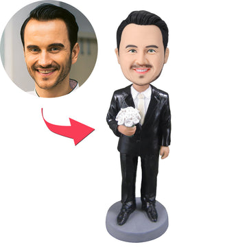 litzzy Custom Wedding Groomsmen Bobblehead with Engraved Text bobblehead 15cm(about 6in) Stationary Head 