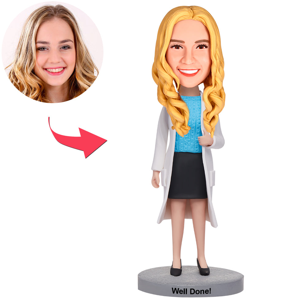 litzzy Female Doctor Give You A Thumbs Up Custom Bobbleheads with Engraved Text bobblehead 15cm(about 6in) Stationary Head 