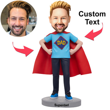 litzzy Custom Superdad Bobblehead with Engraved Text bobblehead 15cm(about 6in) Stationary Head 