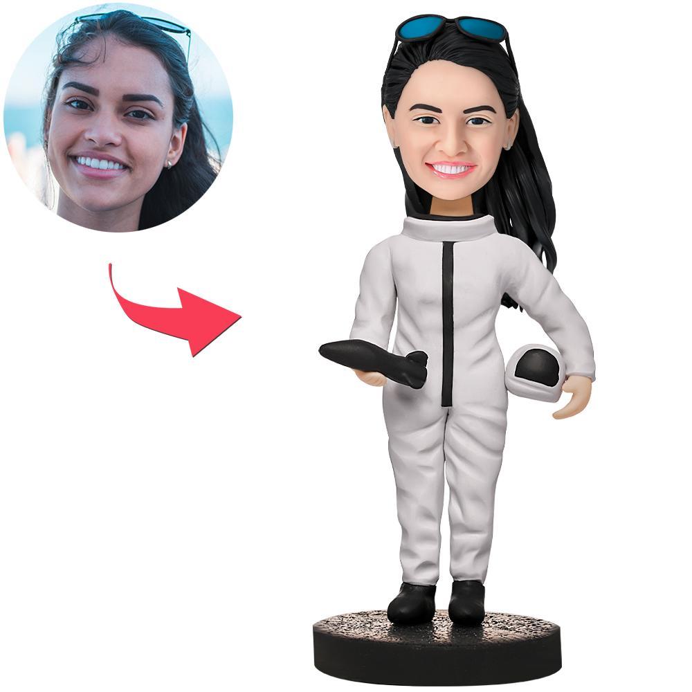 litzzy Female Astronaut Polymer Clay Figure Custom Bobblehead bobblehead 15cm(about 6in) Stationary Head 