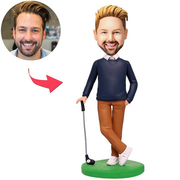 litzzy Personalised Golf Bobblehead With Engraved Text bobblehead 15cm(about 6in) Stationary Head 
