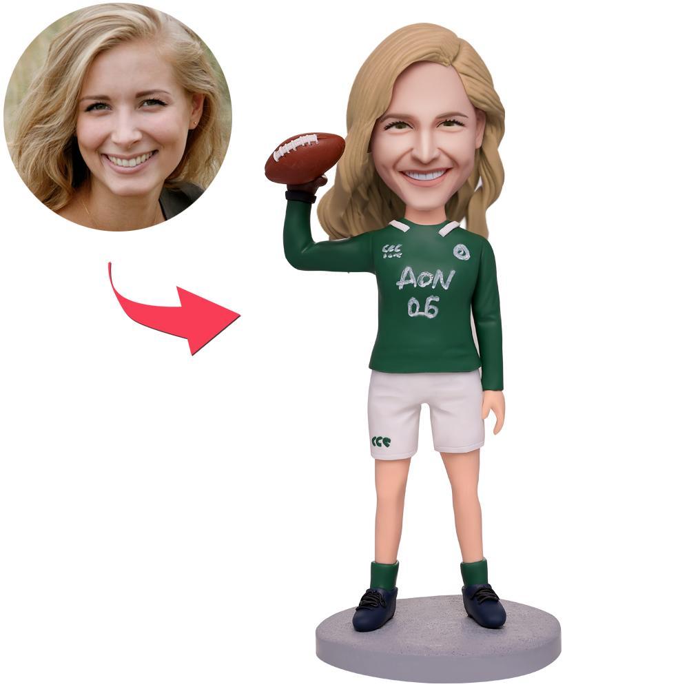 litzzy Female Rugby Player Personalized Bobblehead Dolls bobblehead 15cm(about 6in) Stationary Head 
