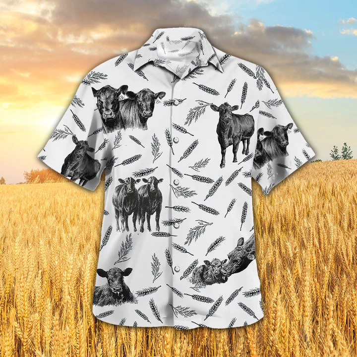 litzzy Black Angus Pattern - Hawaiian Shirt, Animal Farm Cow Hawaiian Shirts For Men, women - Aloha shirt Hawaiian Hawaii Shirt For Summer Hawaii Shirt   