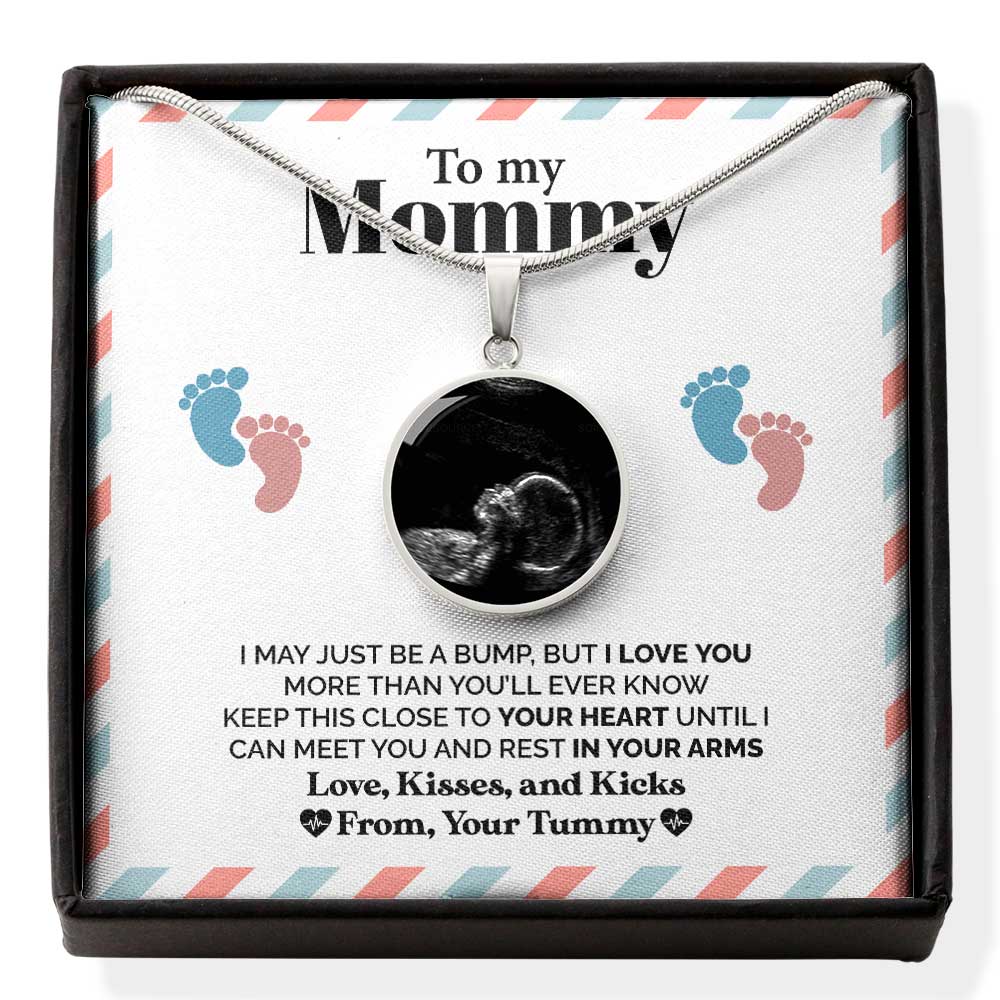 litzzy To My Mommy -  Love, Kisses, and Kicks - Circle Photo Necklace Jewelry   