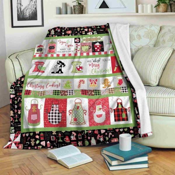 litzzy Baking Merry Christmas GS-CL-ML2104 Sherpa Fleece Blanket Sherpa Fleece Blanket   