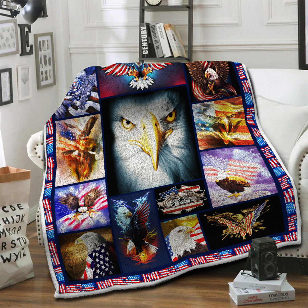 litzzy Bald Eagle Fleece Blanket HST19103564 Fleece Blanket   