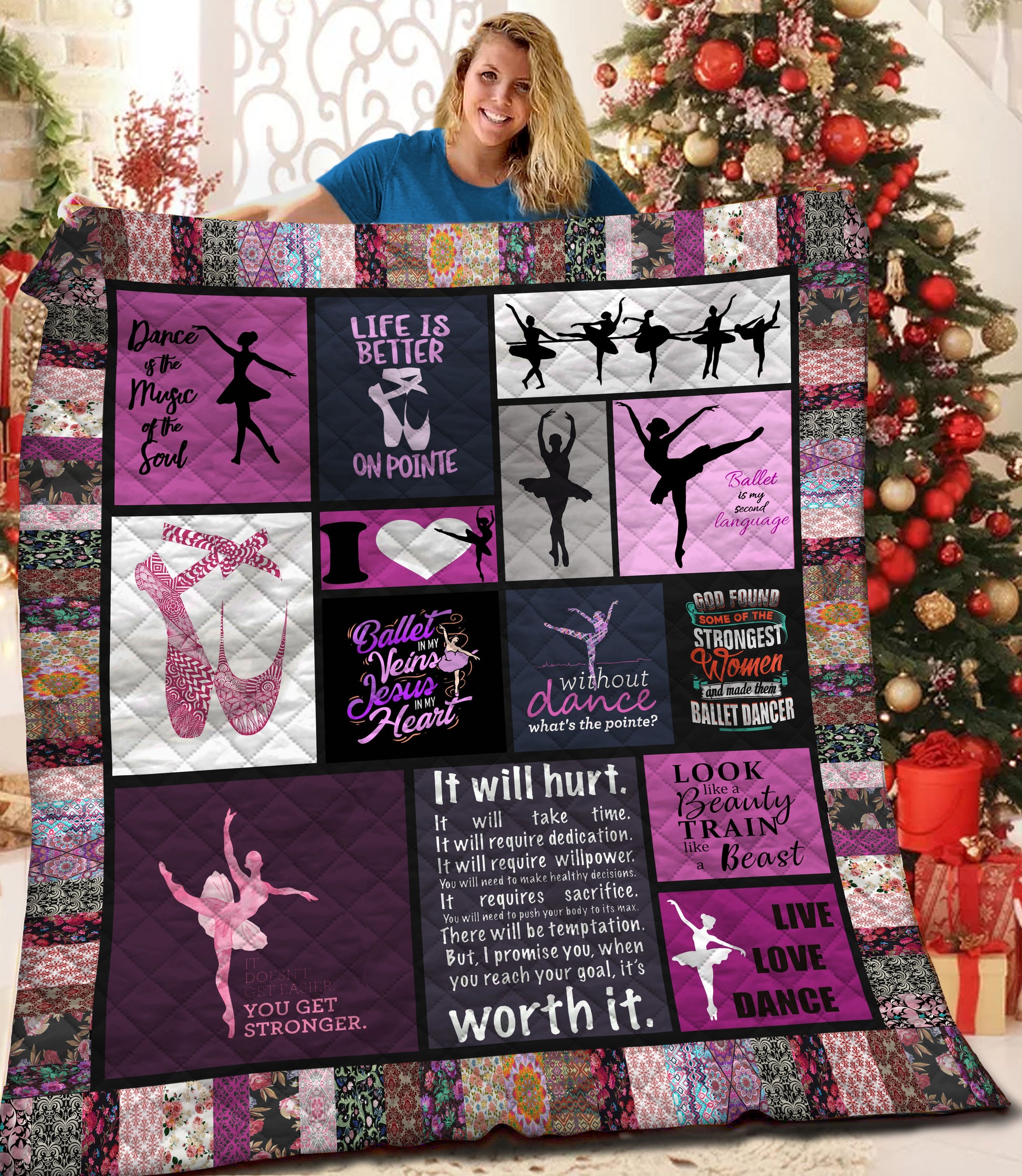 litzzy Ballet Fleece Blanket HQT201110 Quilt Blanket   