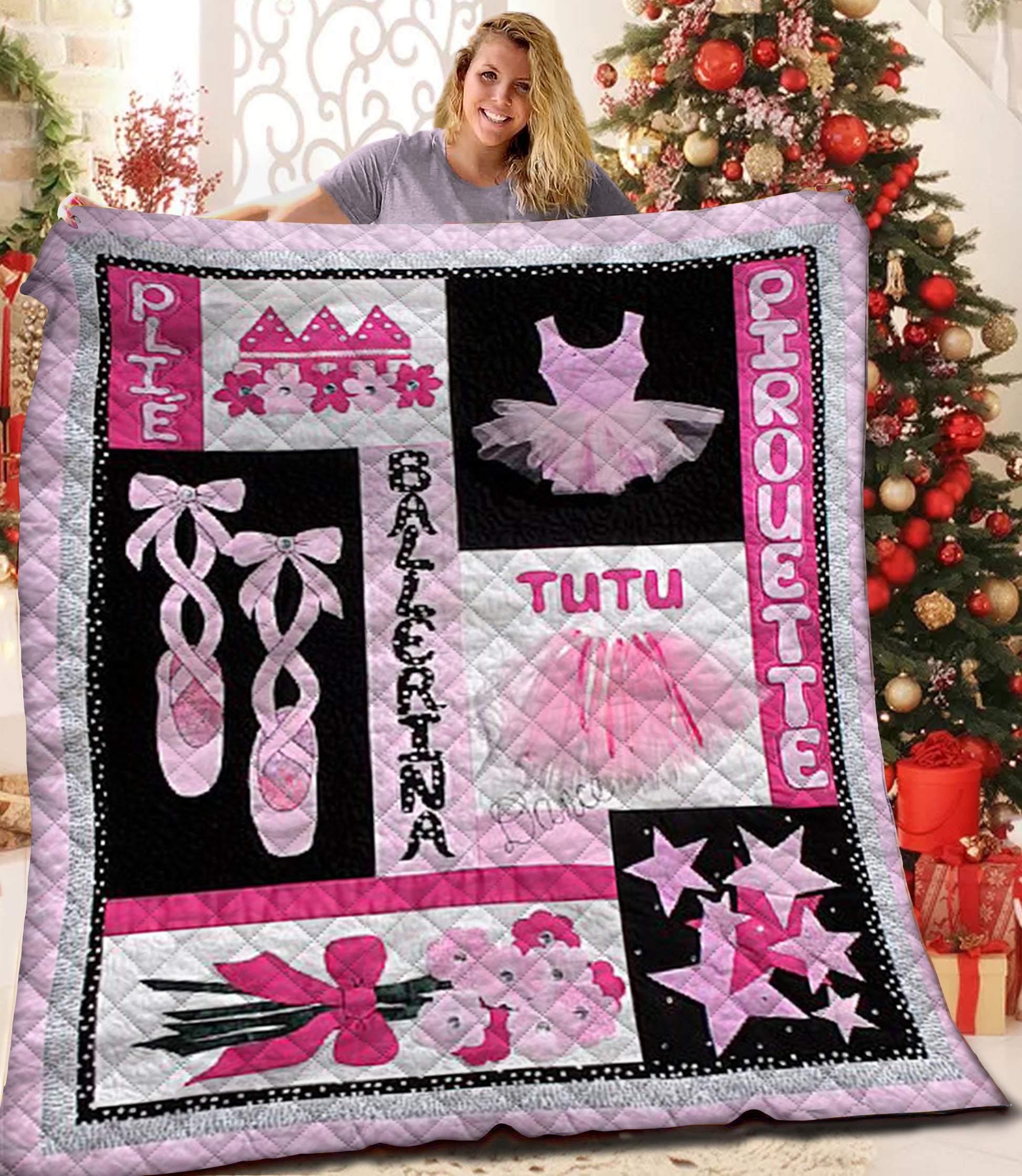 litzzy Ballet Fleece Blanket STQ021108MH Quilt Blanket   