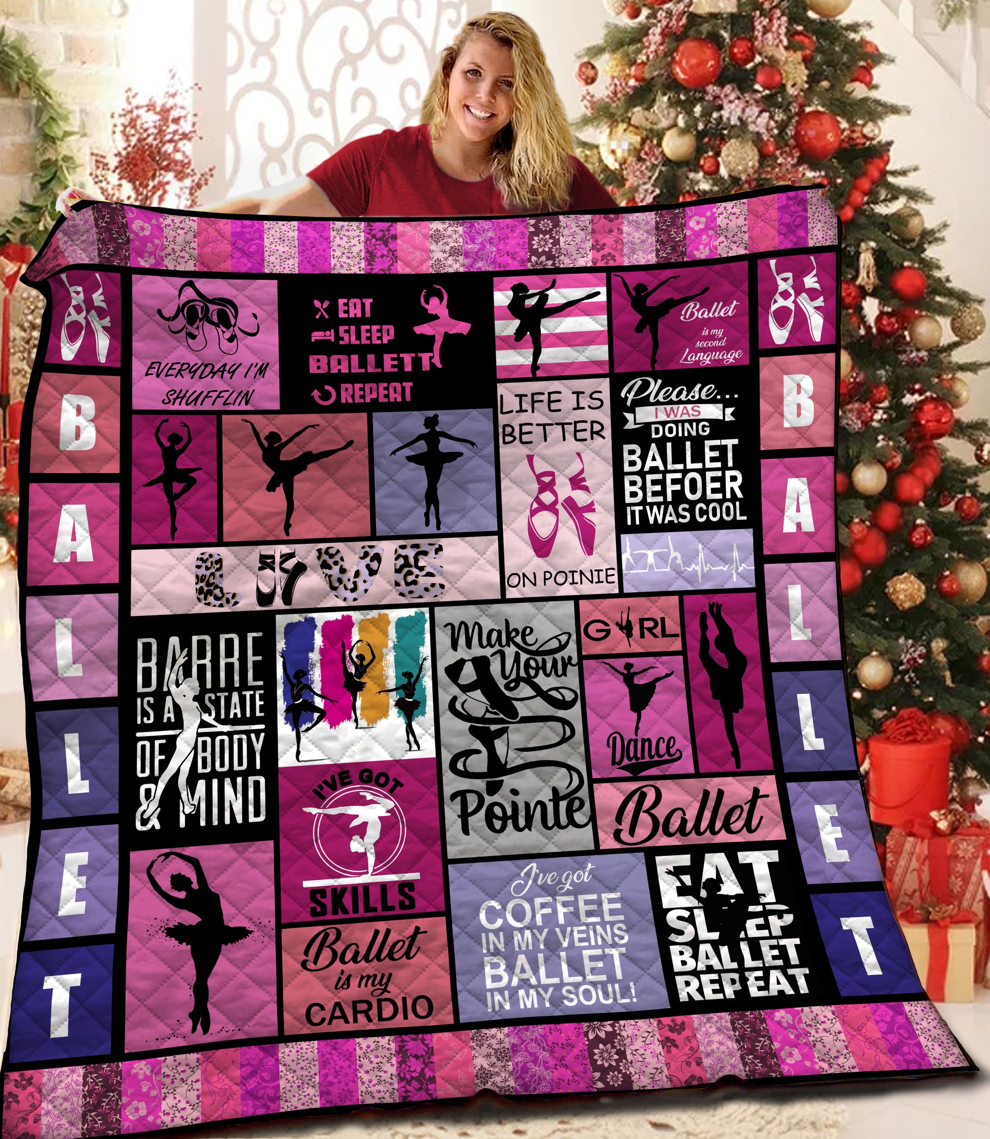 litzzy Ballet Fleece Blanket HST1910514 Quilt Blanket   