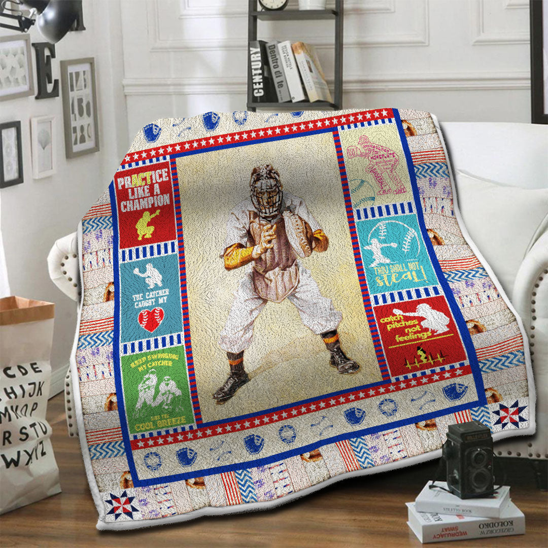 litzzy Baseball Catcher Fleece Blanket HST1910818 Fleece Blanket   