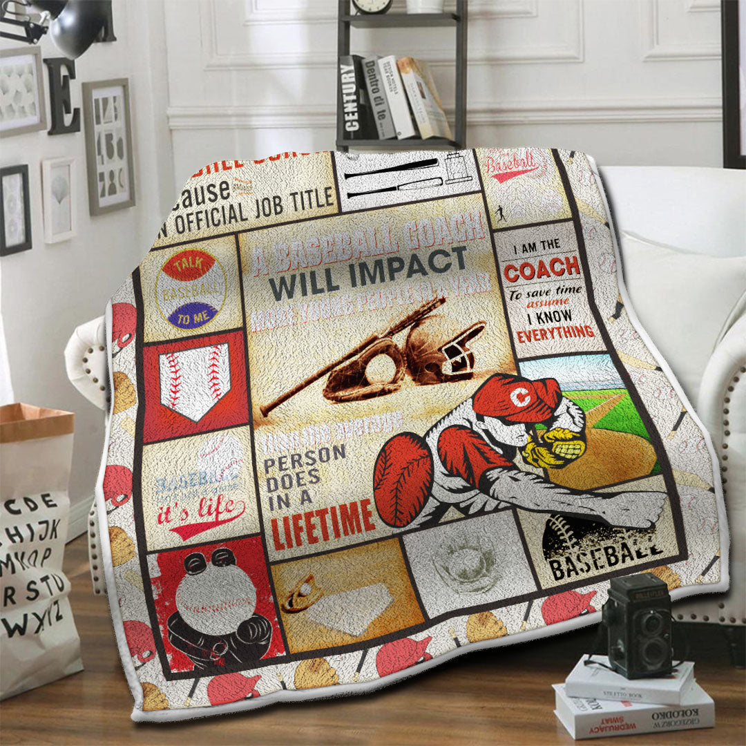 litzzy Baseball Coach Fleece Blanket HST19101618 Fleece Blanket   