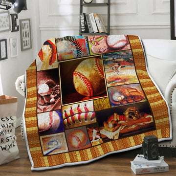 litzzy Baseball Fleece Blanket HST19101444 Fleece Blanket   