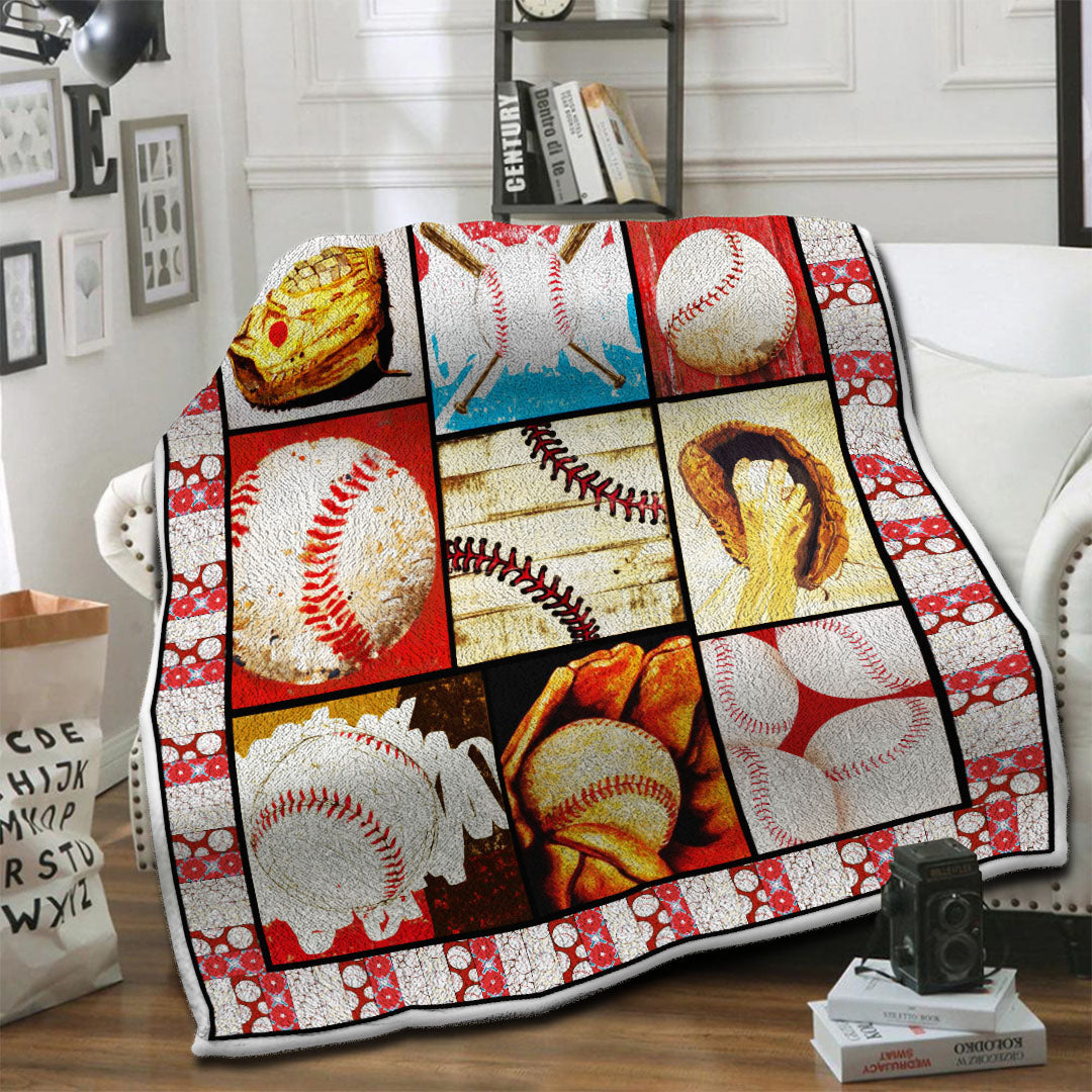 litzzy Baseball Fleece Blanket HST19101445 Fleece Blanket   