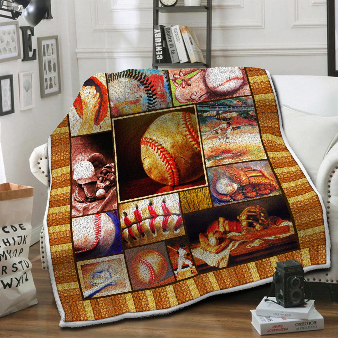 litzzy Baseball Fleece Blanket HST19101619 Fleece Blanket   