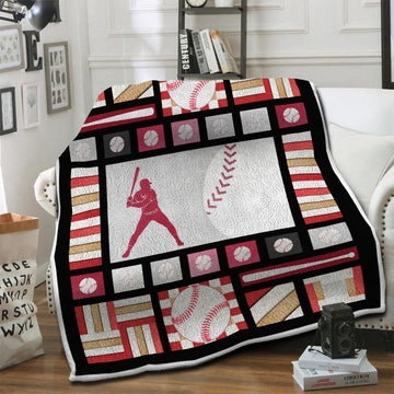 litzzy Baseball Fleece Blanket HST19101966 Fleece Blanket   