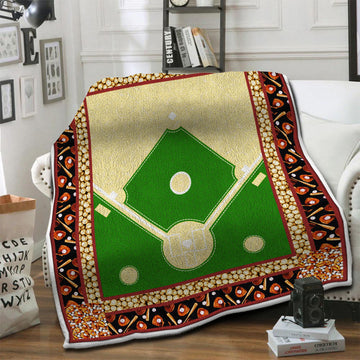 litzzy Baseball Fleece Blanket HST19103567 Fleece Blanket   