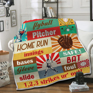 litzzy Baseball Fleece Blanket HST19103568 Fleece Blanket   