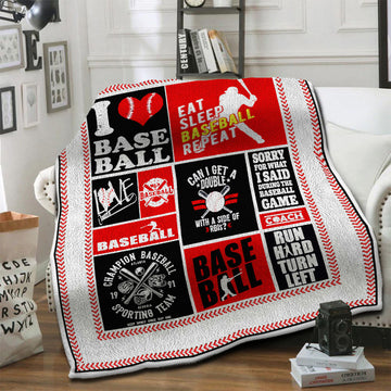 litzzy Baseball HQT1610350 Fleece Blanket Fleece Blanket   