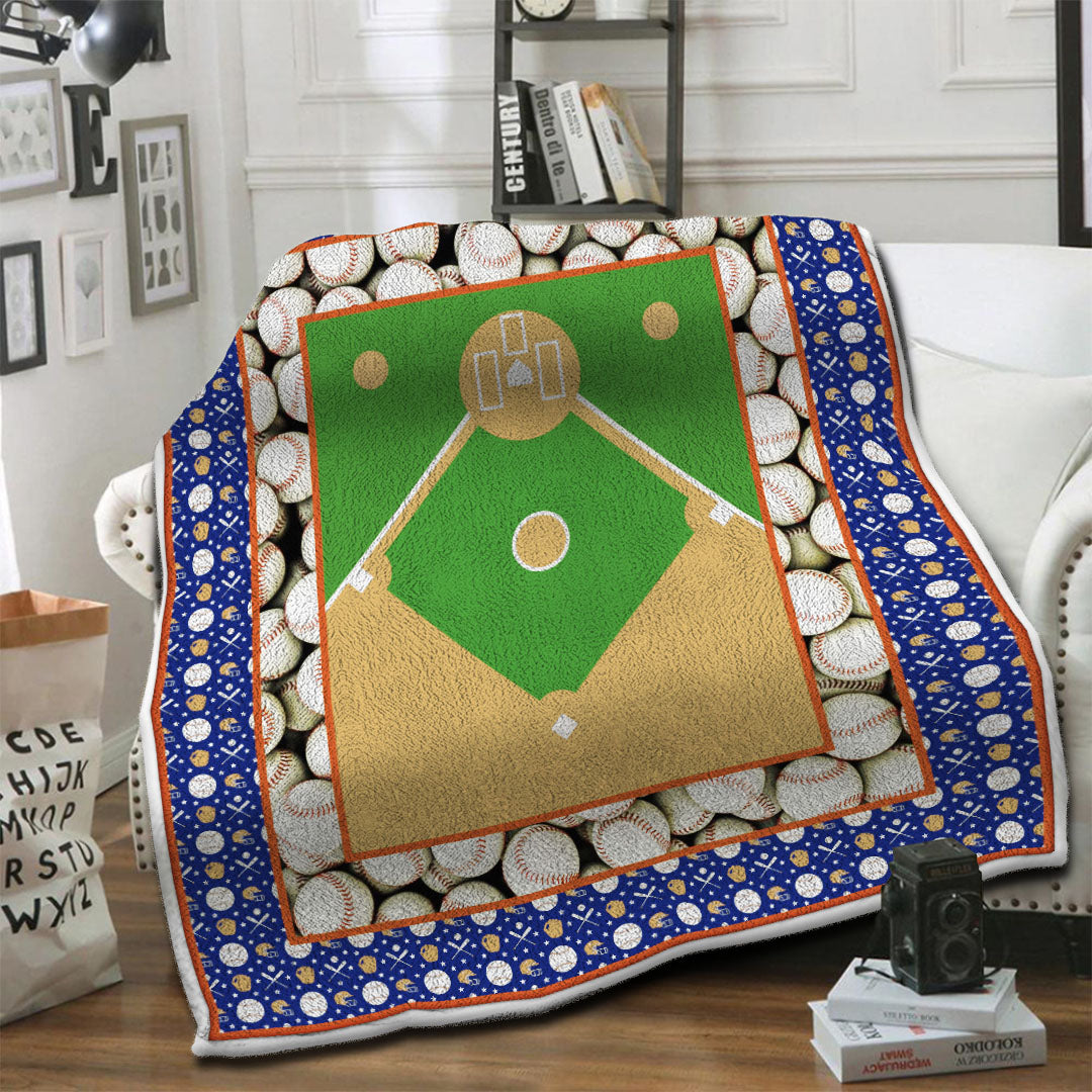 litzzy Baseball HQT1610391 Fleece Blanket Fleece Blanket   