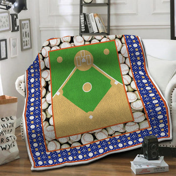 litzzy Baseball HQT1610391 Fleece Blanket Fleece Blanket   