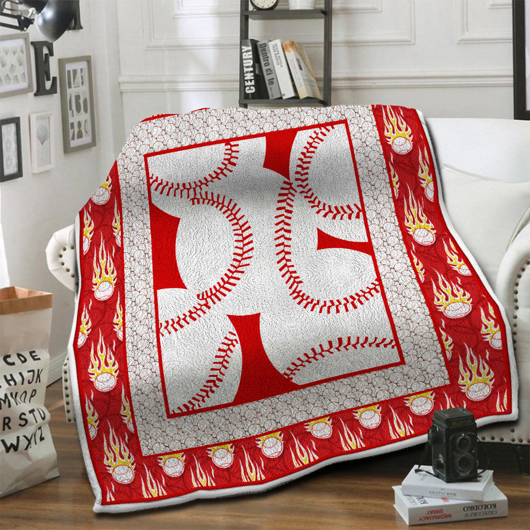 litzzy Baseball HQT1610395 Fleece Blanket Fleece Blanket   