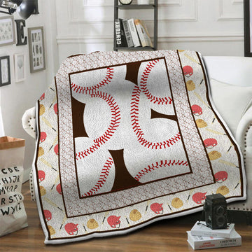 litzzy Baseball HQT1610396 Fleece Blanket Fleece Blanket   