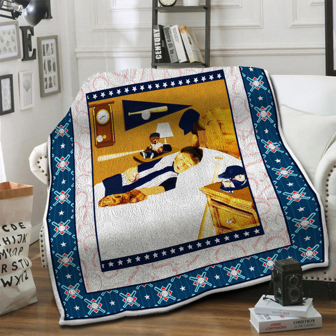 litzzy Baseball HQT1610400 Fleece Blanket Fleece Blanket   