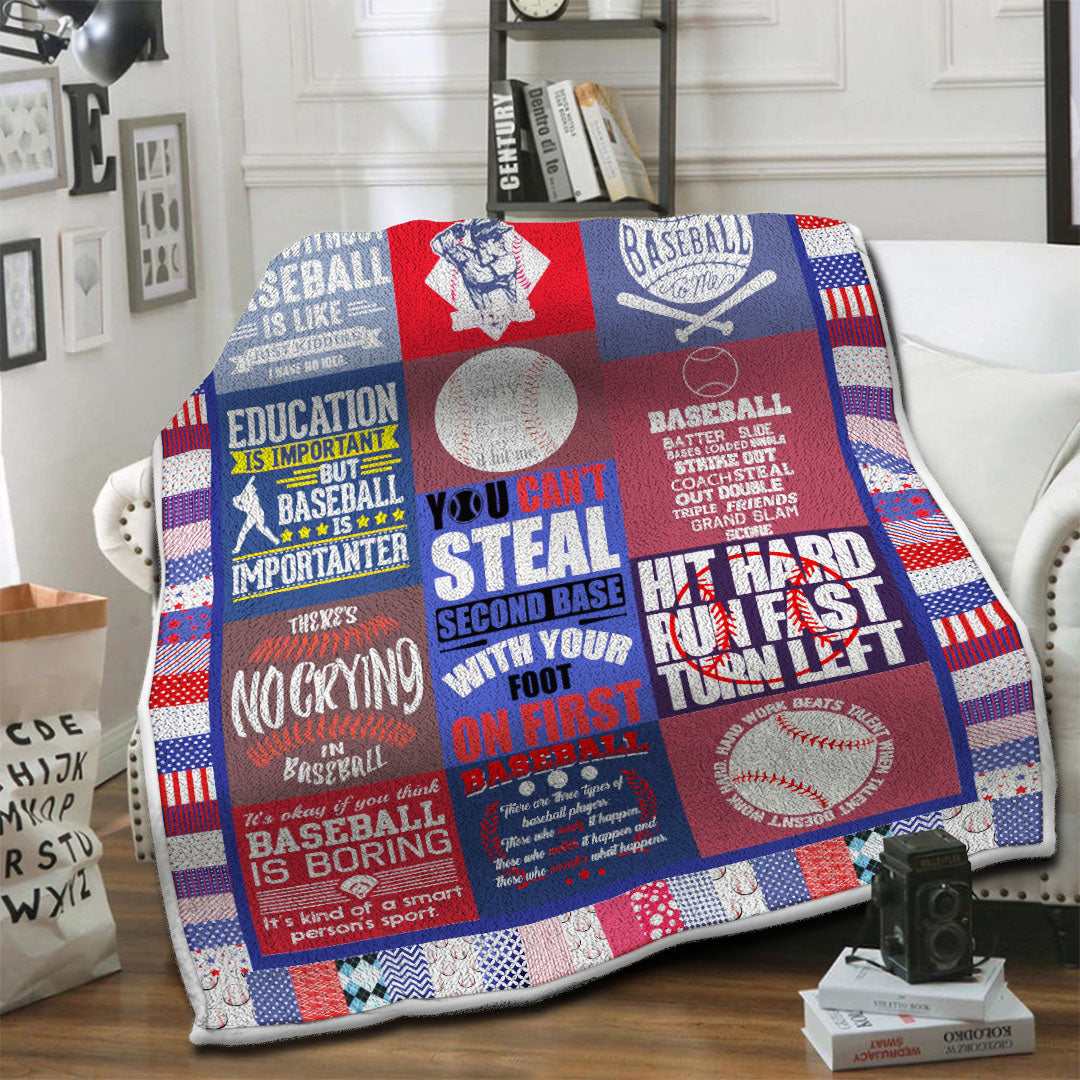 litzzy Baseball HQT1610405 Fleece Blanket Fleece Blanket   