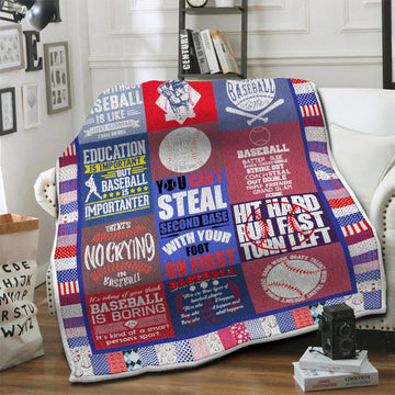 litzzy Baseball HQT1610405 Fleece Blanket Fleece Blanket   