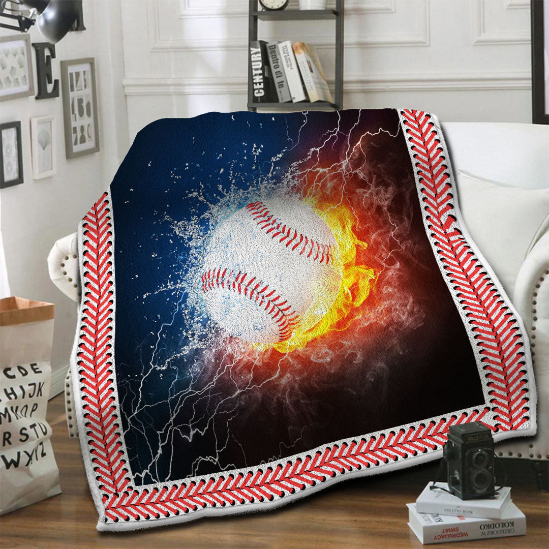 litzzy Baseball HQT1610406 Fleece Blanket Fleece Blanket   