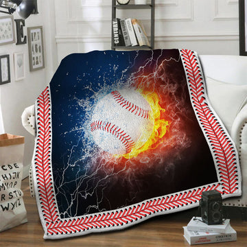 litzzy Baseball HQT1610406 Fleece Blanket Fleece Blanket   