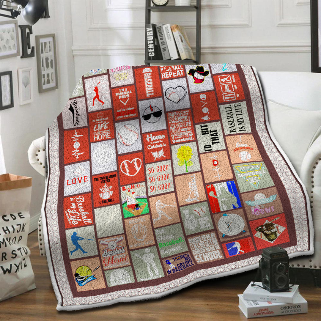 litzzy Baseball HQT1610407 Fleece Blanket Fleece Blanket   