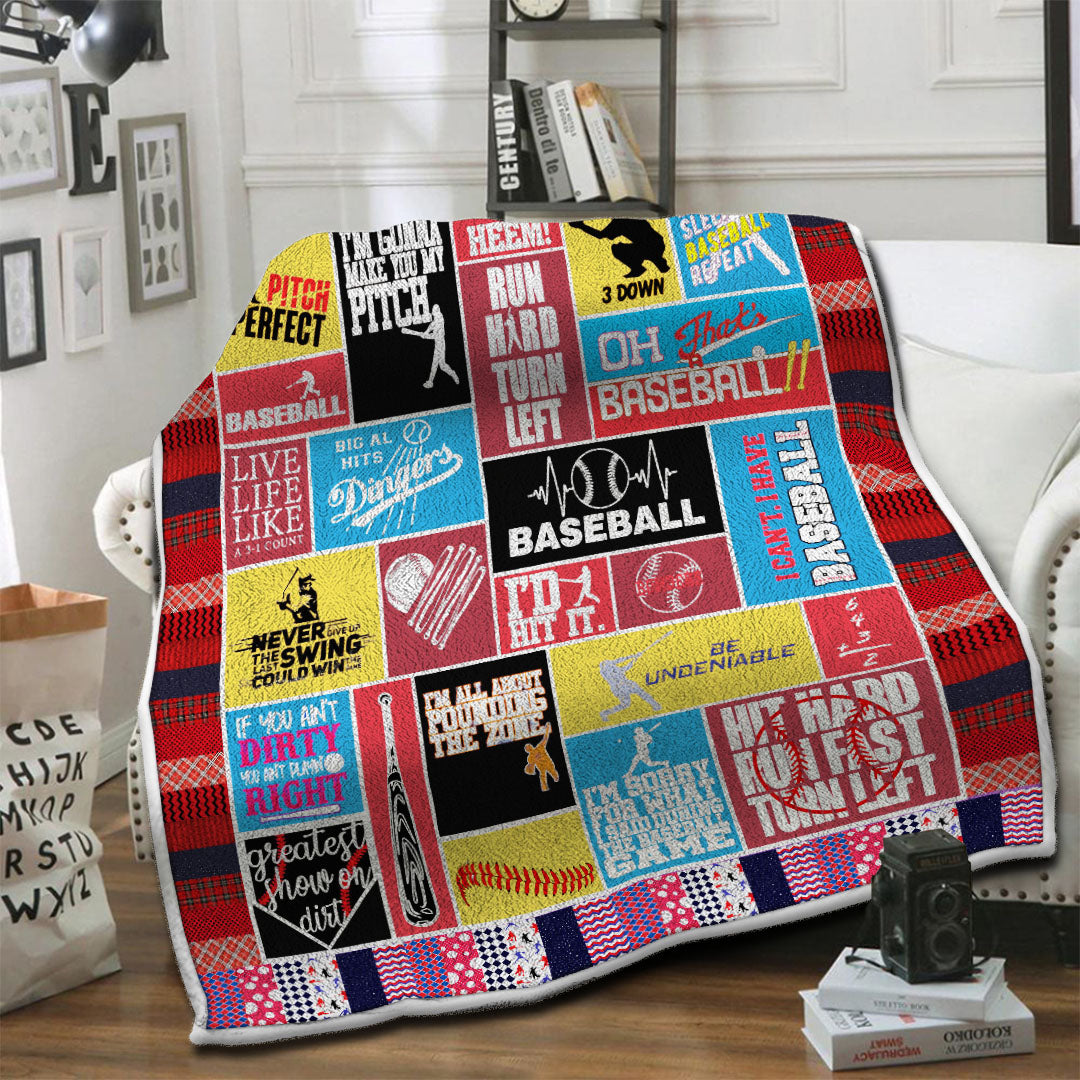 litzzy Baseball HQT1610410 Fleece Blanket Fleece Blanket   