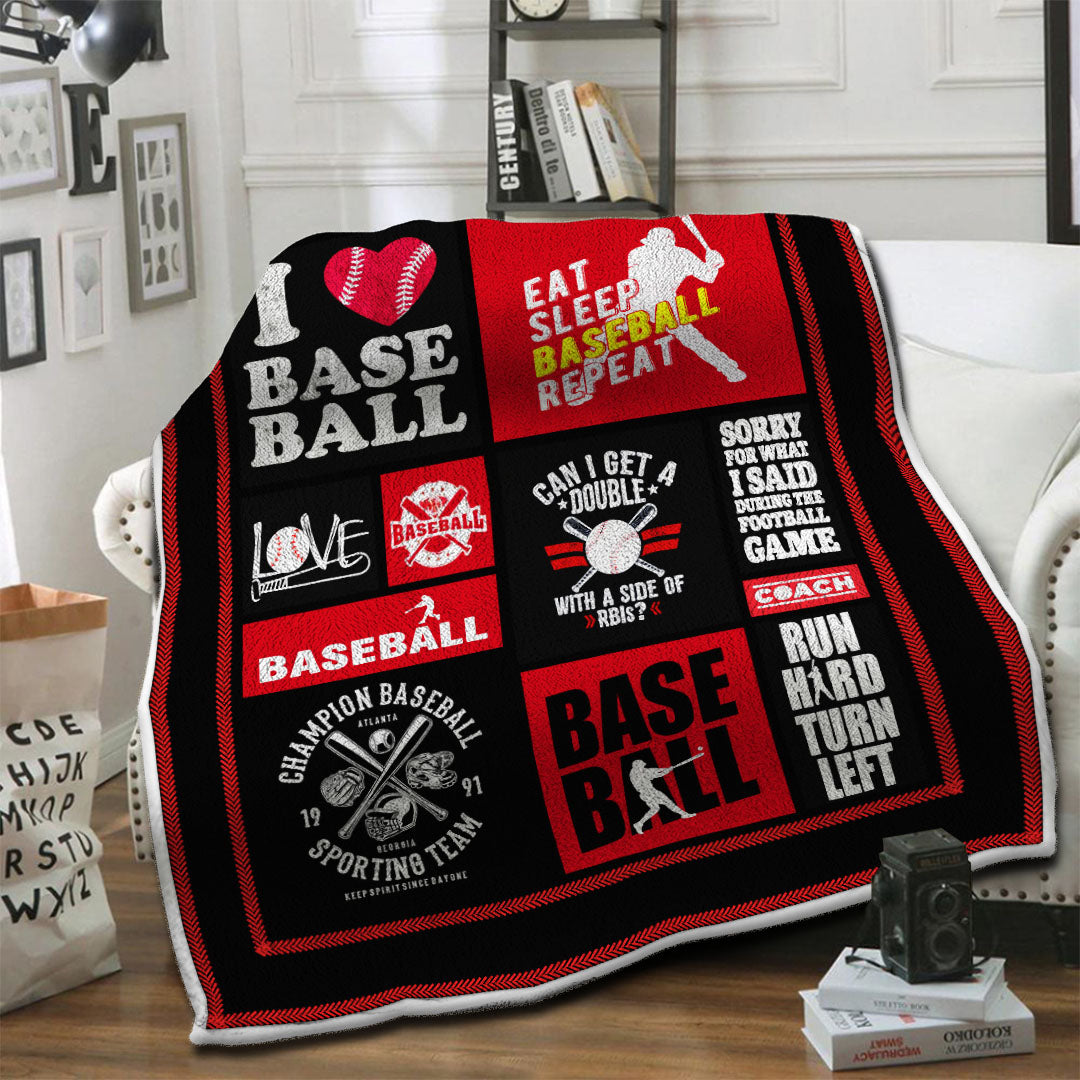 litzzy Baseball HQT1610411 Fleece Blanket Fleece Blanket   