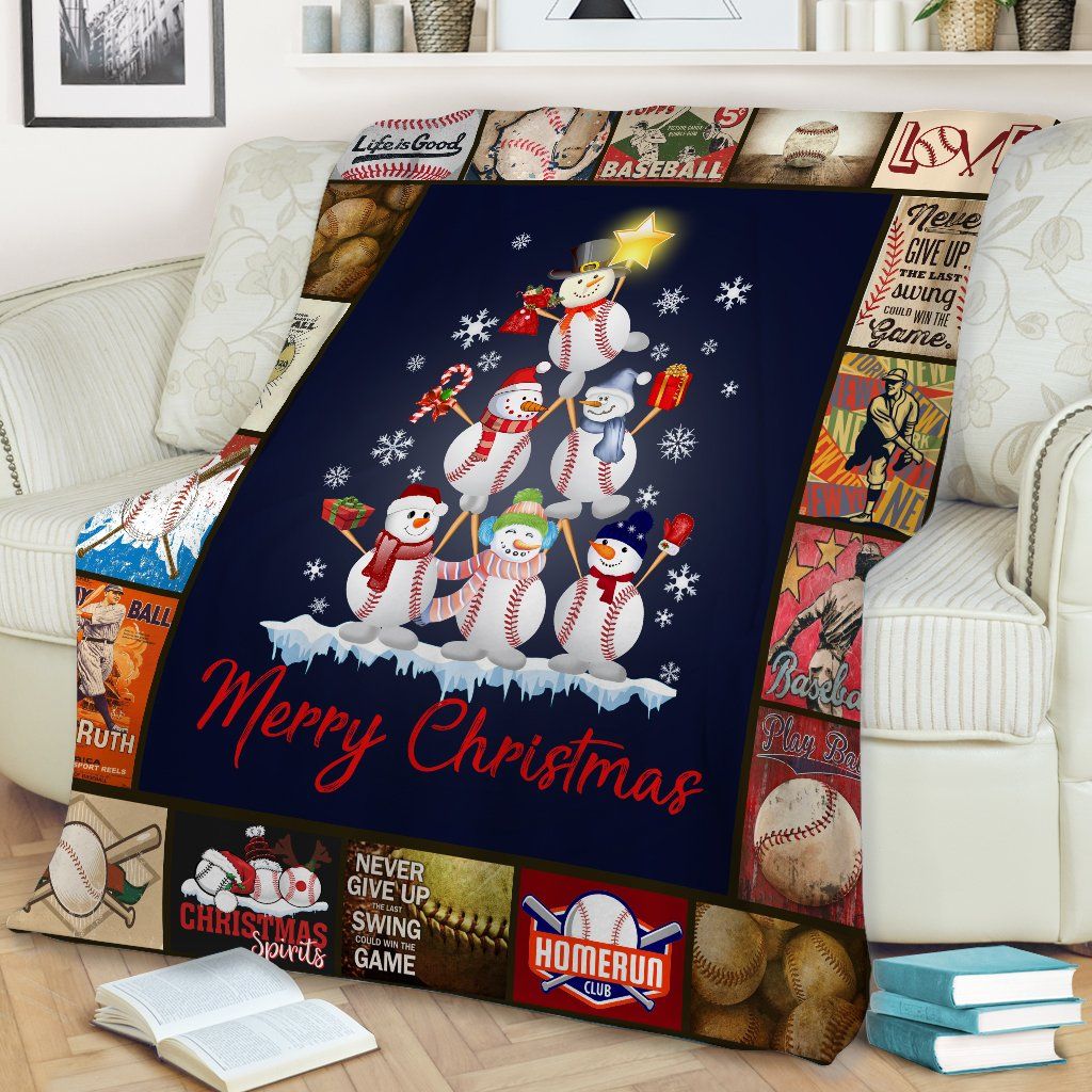 litzzy Baseball Merry Christmas CLM1112016S Sherpa Fleece Blanket Sherpa Fleece Blanket   