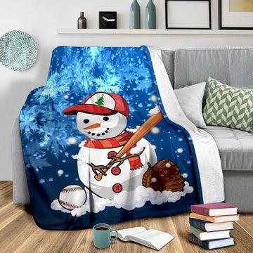 litzzy Baseball Snowman CL04100017F Sherpa Fleece Blanket Sherpa Fleece Blanket   