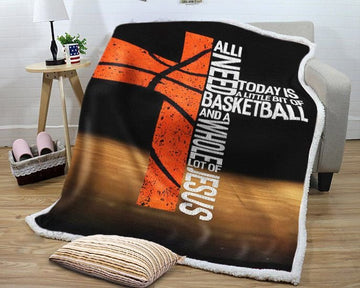 litzzy Basketball Christmas Cross GS-LD1511 Sherpa Fleece Blanket Sherpa Fleece Blanket   