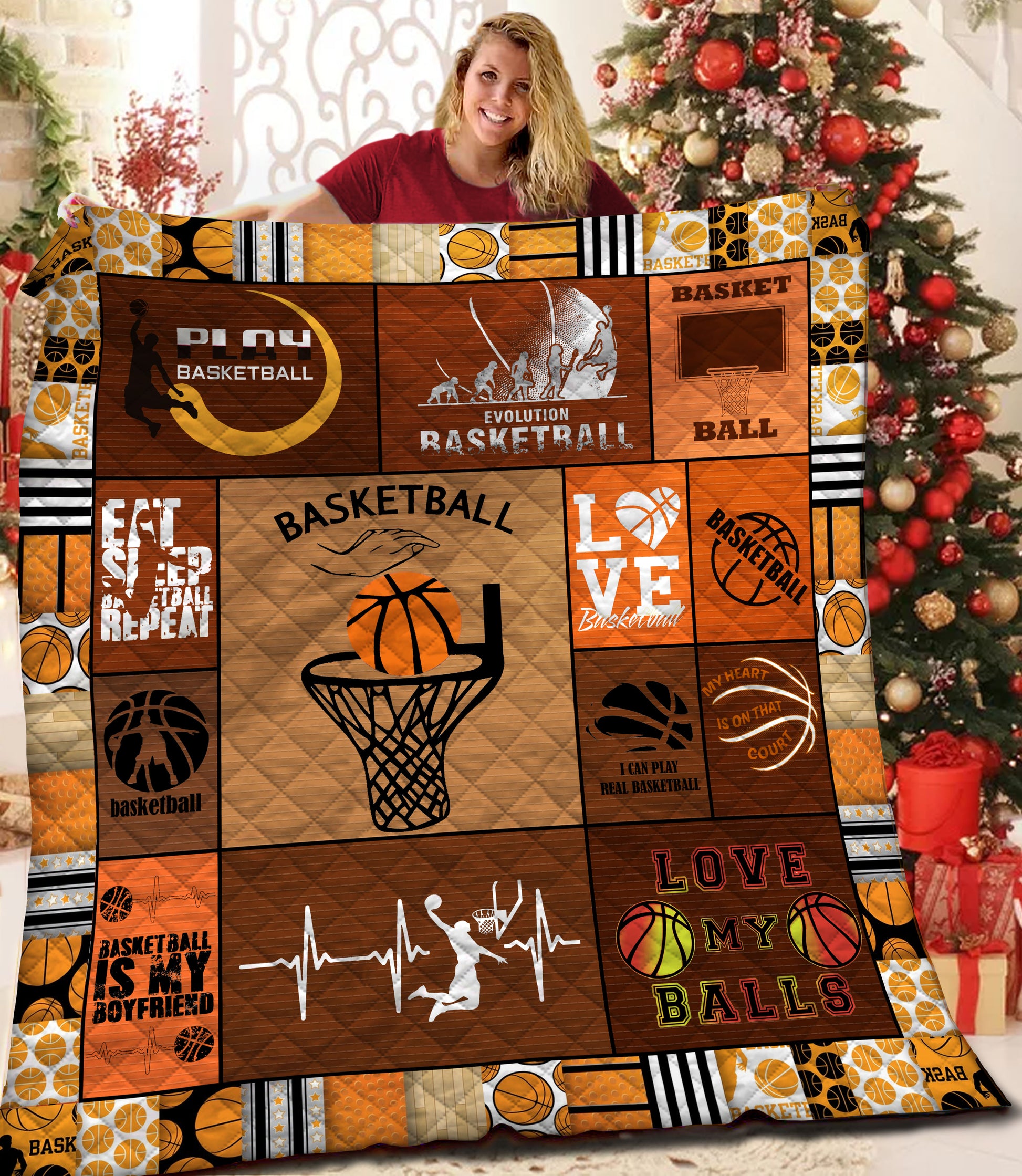 litzzy Basketball Fleece Blanket HST1910230 Quilt Blanket   