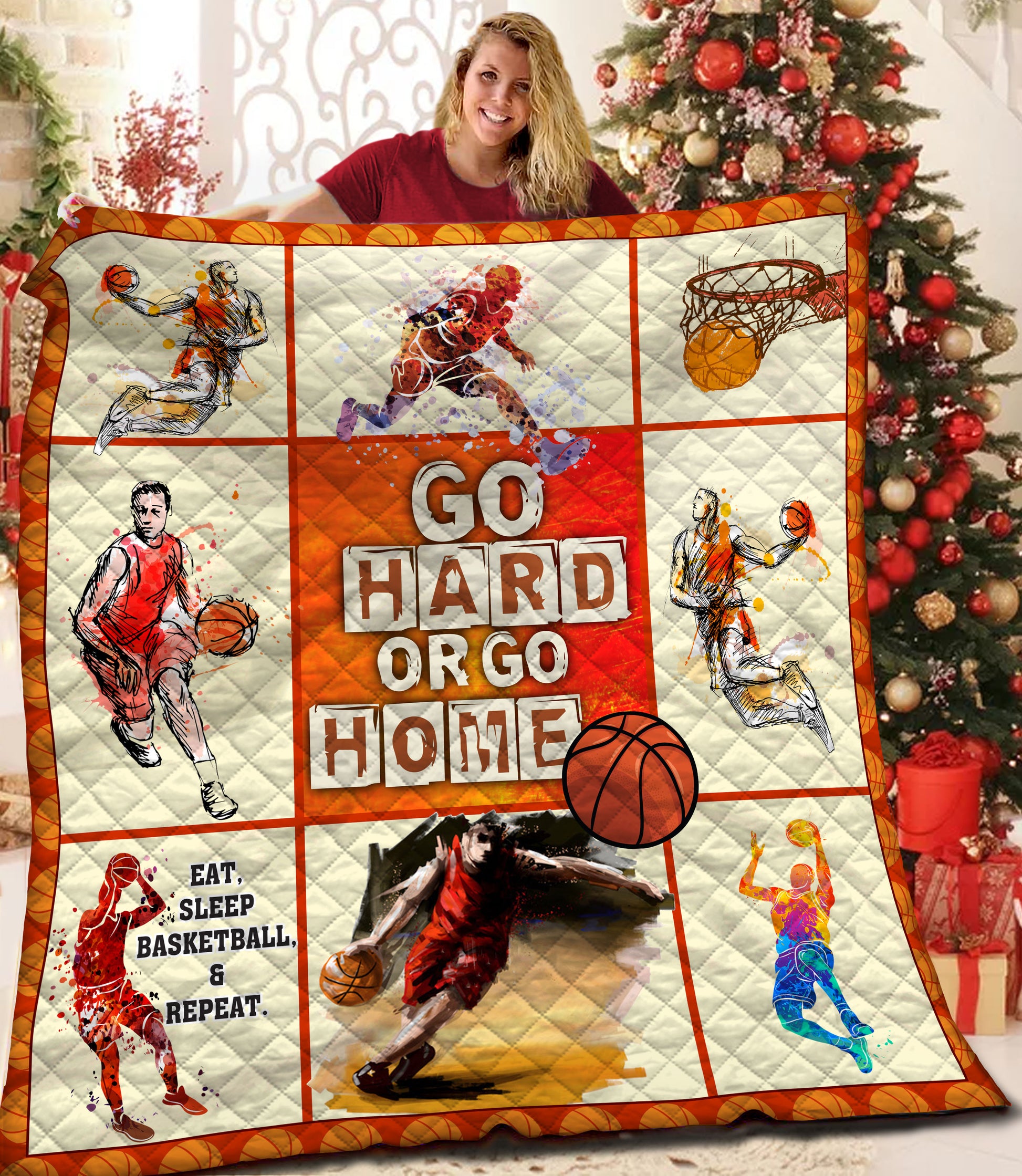 litzzy Basketball Fleece Blanket HST19103574 Quilt Blanket   
